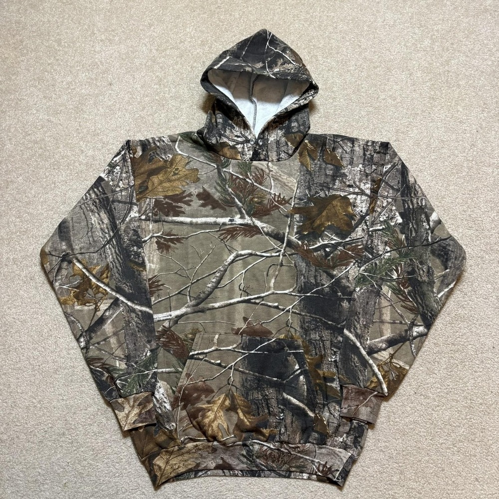 Realtree Camo Hoodie Russell‎ Outdoors Sweatshirt Mens Medium Pullover Hunting